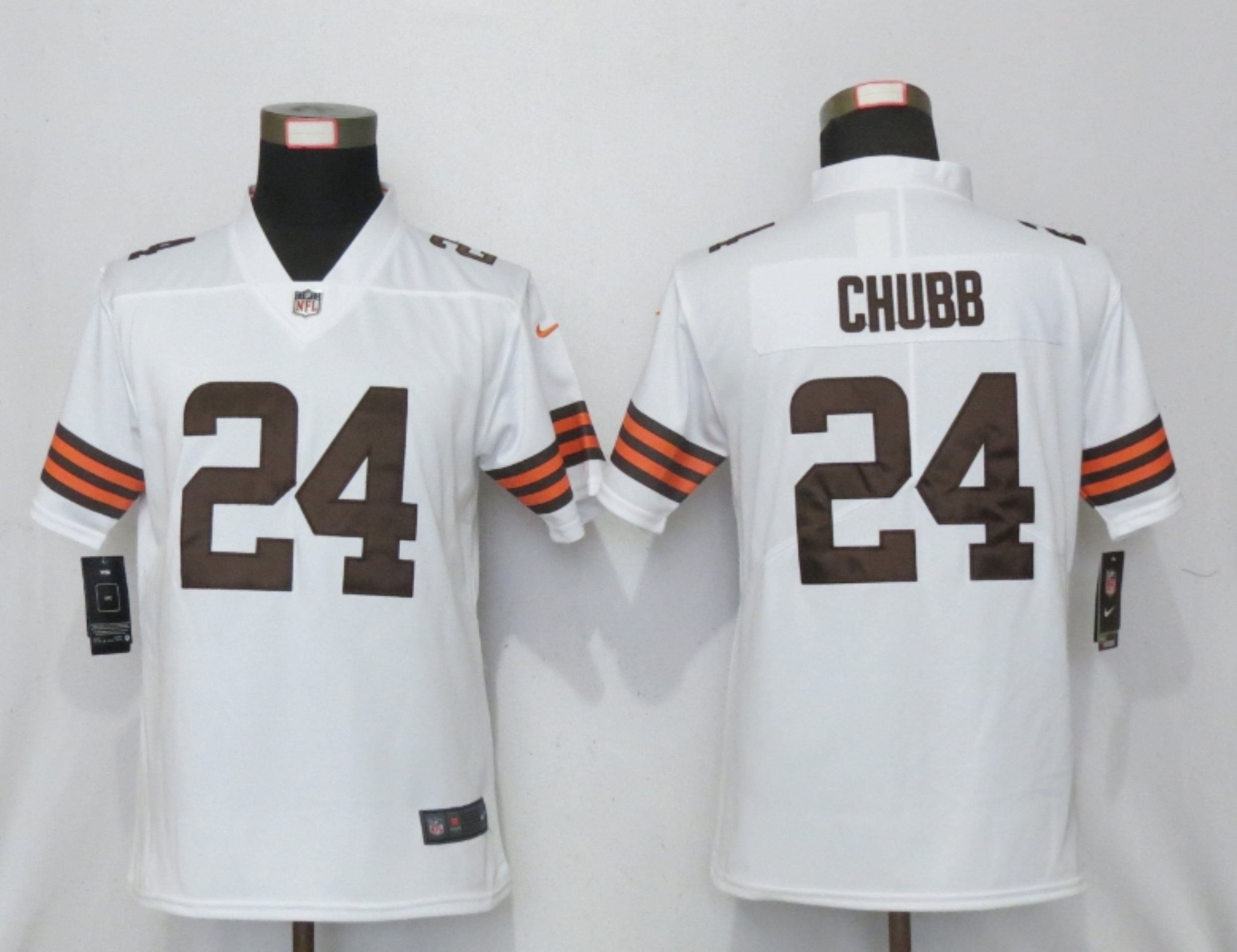 Women New Nike Cleveland Browns 24 Chubb White Vapor Elite Playe